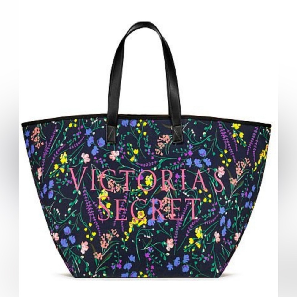 Victoria’s Secret Floral Tote Bag Large Weekender Travel Beach Bag - Picture 2 of 5